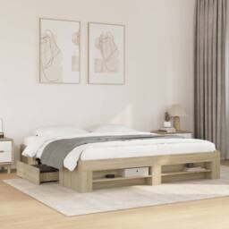 Berkfield Home Durable Bed Frame Frame Sonoma Oak 180x200 cm Super King Wood in Light Oak - thumbnail 2