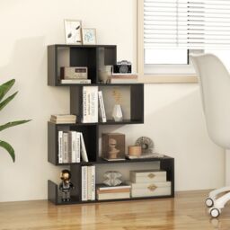 Costway 5-Tier S-Shaped Bookshelf Z-Shelf Bookcase Home Modern Display Shelf in Black - thumbnail 9