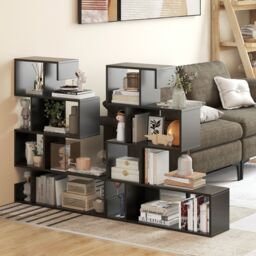 Costway 5-Tier S-Shaped Bookshelf Z-Shelf Bookcase Home Modern Display Shelf in Black - thumbnail 8