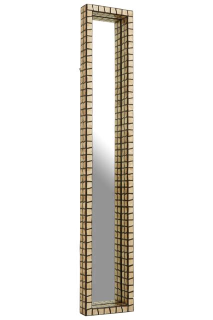 Orsina Tall Black Wall Mirror with Shell Mosaic Inlay, Rectangular Decorative Mirror for Hallway or Bedroom in Gold - image 1