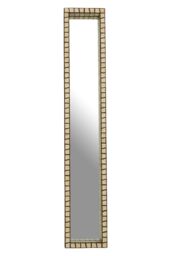 Orsina Tall Black Wall Mirror with Shell Mosaic Inlay, Rectangular Decorative Mirror for Hallway or Bedroom in Gold - thumbnail 2