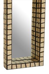 Orsina Tall Black Wall Mirror with Shell Mosaic Inlay, Rectangular Decorative Mirror for Hallway or Bedroom in Gold - thumbnail 5