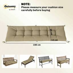 OUTSUNNY Sun Lounger Cushion, Memory Foam Patio Chair Cushion with Ties in Light Sand - Size: 198 cm x 96 cm x 1.4 cm - thumbnail 3