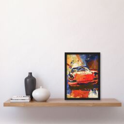 "Artery8 Red Sports Car Design Racing Racecar Painting Framed Art Print - Size: W12"" x H16""" - thumbnail 4