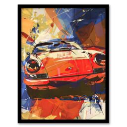 "Artery8 Red Sports Car Design Racing Racecar Painting Framed Art Print - Size: W12"" x H16""" - thumbnail 1