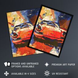 "Artery8 Red Sports Car Design Racing Racecar Painting Framed Art Print - Size: W12"" x H16""" - thumbnail 2