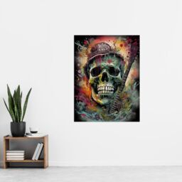 "Artery8 Wall Art Print Hillbilly Music Artwork Rockabilly Country Metal Skull With Electric Guitar Vibrant Painting Poster - Size: W24"" x H32""" - thumbnail 4