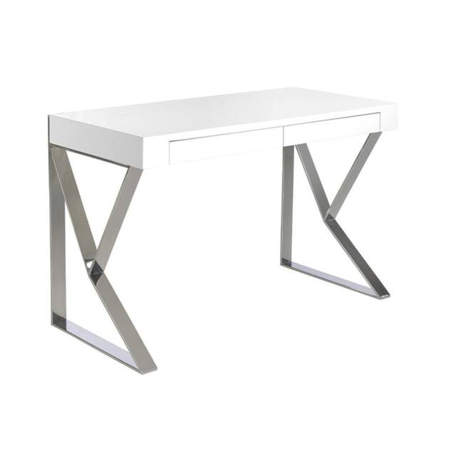 Angel Cerda White MDF Desk with Chromed Steel Legs & 2 - image 1