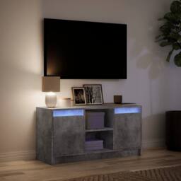 Berkfield Home TV Cabinet with LED Concrete Grey 100x34x50 cm Engineered Wood - Size: 100 x 34 x 50 cm - thumbnail 5
