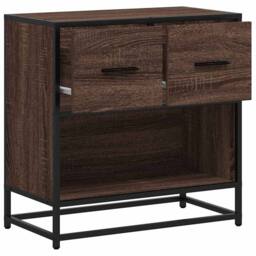 Berkfield Home Bedside Cabinet Brown Oak 60x31x60 cm Engineered Wood & Metal - Size: 60 x 31 x 60 cm - thumbnail 8