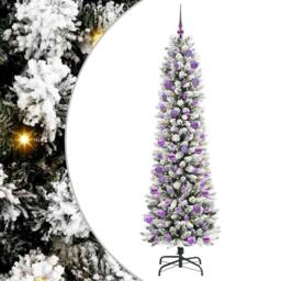 Berkfield Home Artificial Christmas Tree with 300 LEDs Green & white 240 cm - thumbnail 2