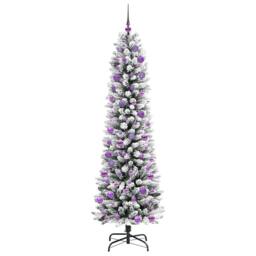 Berkfield Home Artificial Christmas Tree with 300 LEDs Green & white 240 cm - thumbnail 4