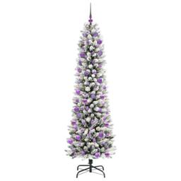 Berkfield Home Artificial Christmas Tree with 300 LEDs Green & white 240 cm - thumbnail 3