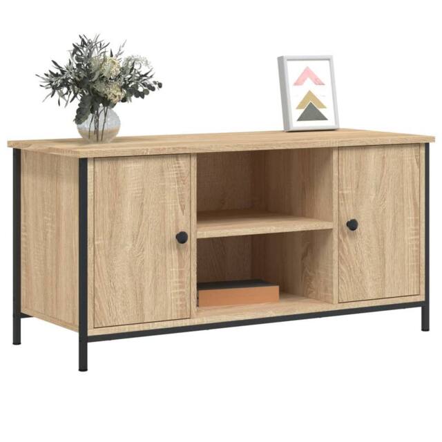 Berkfield Home TV Cabinet Sonoma Oak 100x40x50 cm Engineered Wood in Light Oak - Size: 100 x 40 x 50 cm - image 1