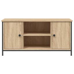 Berkfield Home TV Cabinet Sonoma Oak 100x40x50 cm Engineered Wood in Light Oak - Size: 100 x 40 x 50 cm - thumbnail 6