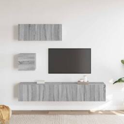 Berkfield Home 4 Piece TV Cabinet Set Grey Sonoma Engineered Wood - thumbnail 3