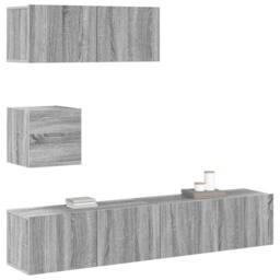 Berkfield Home 4 Piece TV Cabinet Set Grey Sonoma Engineered Wood - thumbnail 4