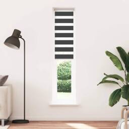Berkfield Home Zebra Blind Black 50x200 cm Fabric Width 45.9 cm Polyester - thumbnail 1