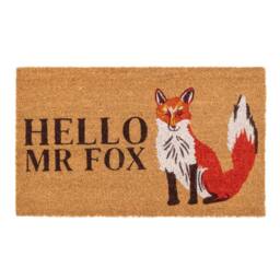 Kukoon Front Door Mat Natural Coir Dirt Catching Rug - Mr Fox in Beige - Size: 45 cm x 70 cm - thumbnail 1