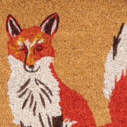 Kukoon Front Door Mat Natural Coir Dirt Catching Rug - Mr Fox in Beige - Size: 45 cm x 70 cm - thumbnail 4