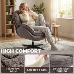 HOMCOM Accent Chair with 360° Swivel for Living Room in Grey - Size: Armchair - thumbnail 5