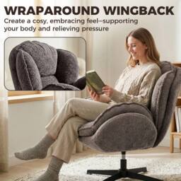 HOMCOM Accent Chair with 360° Swivel for Living Room in Grey - Size: Armchair - thumbnail 4