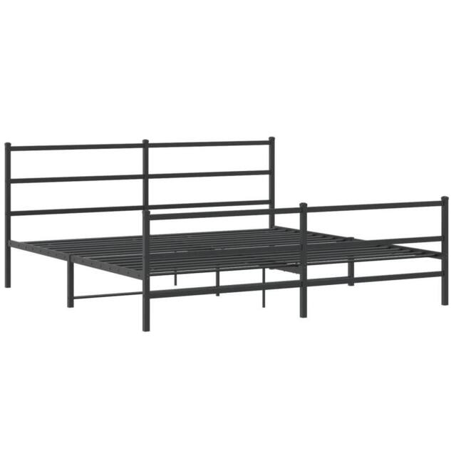 Berkfield Home Metal Bed Frame without Mattress with Footboard¬†Black 183x213cm in Black - Size: 183x213 cm - image 1