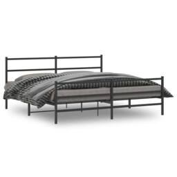 Berkfield Home Metal Bed Frame without Mattress with Footboard¬†Black 183x213cm in Black - Size: 183x213 cm - thumbnail 2