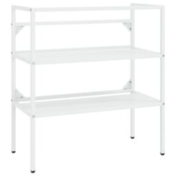 Berkfield Home Bathroom Washbasin Frame White 79x38x83 cm Iron - Size: 79 x 38 x 83 cm - thumbnail 2