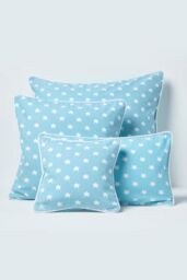 Homescapes Cotton Stars Cushion Cover in Blue - Size: 30 cm x 30 cm - thumbnail 5