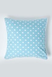 Homescapes Cotton Stars Cushion Cover in Blue - Size: 30 cm x 30 cm - thumbnail 1