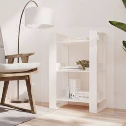 Berkfield Home Book Cabinet/Room Divider White 60x35x91 cm Solid Wood Pine - Size: 60 x 35 x 91 cm - thumbnail 6