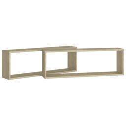 Berkfield Home Wall Cube Shelf 2 pcs Sonoma Oak 80x15x26.5 cm Engineered Wood in Brown - thumbnail 5