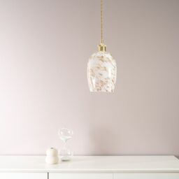 ValueLights India Confetti Glass with Gold Fitting Easy Fit Lamp Shade with LED Bulb in White - thumbnail 4