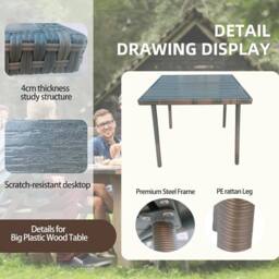 FURNITURE ONE 4 Seater Patio Dining Set with Square Table in Brown - Size: 4 Person - thumbnail 2