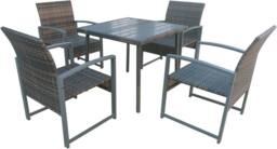 FURNITURE ONE 4 Seater Patio Dining Set with Square Table in Brown - Size: 4 Person - thumbnail 4