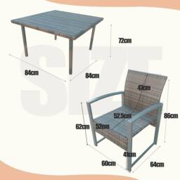 FURNITURE ONE 4 Seater Patio Dining Set with Square Table in Brown - Size: 4 Person - thumbnail 6