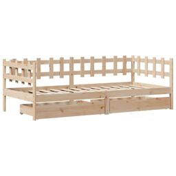 Berkfield Home Daybed with Drawers without Mattress 90x190 cm Single Solid Wood in Brown - thumbnail 3
