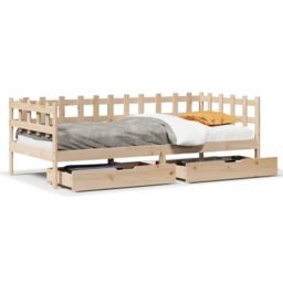 Berkfield Home Daybed with Drawers without Mattress 90x190 cm Single Solid Wood in Brown - thumbnail 2