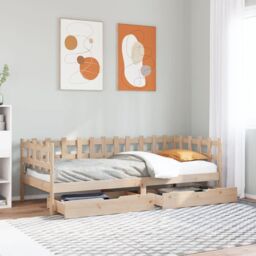 Berkfield Home Daybed with Drawers without Mattress 90x190 cm Single Solid Wood in Brown - thumbnail 1