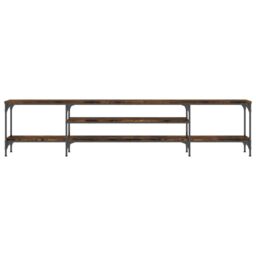 Berkfield Home TV Cabinet Smoked Oak 201x35x45 cm Engineered Wood&Iron - Size: 201 x 35 x 45 cm - thumbnail 4