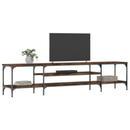 Berkfield Home TV Cabinet Smoked Oak 201x35x45 cm Engineered Wood&Iron - Size: 201 x 35 x 45 cm - thumbnail 3