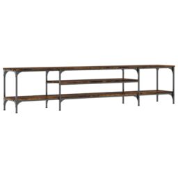 Berkfield Home TV Cabinet Smoked Oak 201x35x45 cm Engineered Wood&Iron - Size: 201 x 35 x 45 cm - thumbnail 6