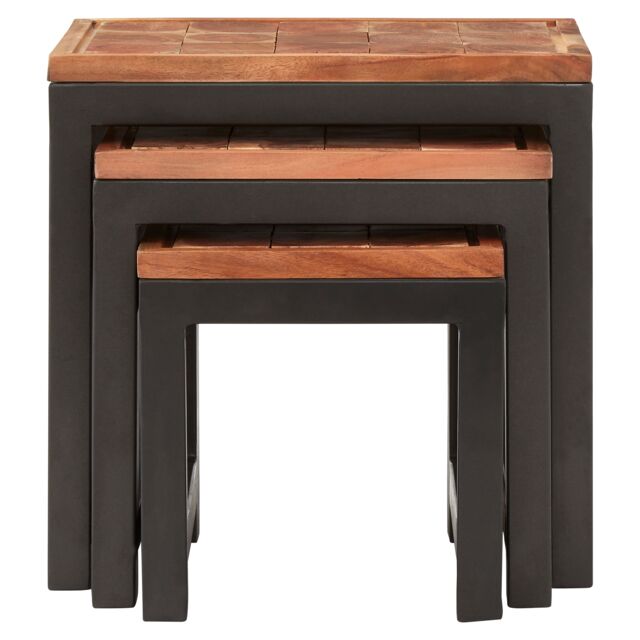 Orsina Practical Acacia Wood & Metal Nesting Tables, Versatile Metal Side Table, Durable Modern Bedside Table in Natural - image 1