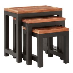 Orsina Practical Acacia Wood & Metal Nesting Tables, Versatile Metal Side Table, Durable Modern Bedside Table in Natural - thumbnail 2