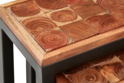 Orsina Practical Acacia Wood & Metal Nesting Tables, Versatile Metal Side Table, Durable Modern Bedside Table in Natural - thumbnail 4