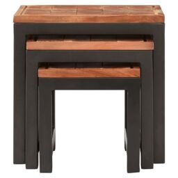 Orsina Practical Acacia Wood & Metal Nesting Tables, Versatile Metal Side Table, Durable Modern Bedside Table in Natural - thumbnail 1