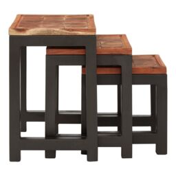 Orsina Practical Acacia Wood & Metal Nesting Tables, Versatile Metal Side Table, Durable Modern Bedside Table in Natural - thumbnail 3
