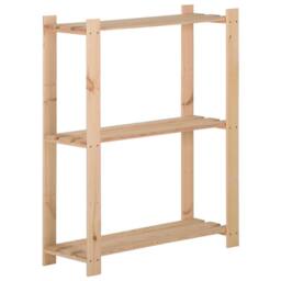 Berkfield Home Durable 3-Tier Storage Rack 60x28.5x90 cm Solid Pinewood in Natural - thumbnail 2