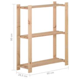 Berkfield Home Durable 3-Tier Storage Rack 60x28.5x90 cm Solid Pinewood in Natural - thumbnail 6